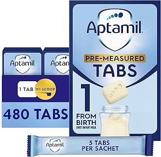 Aptamil 1 First Baby Milk Formula Pre-Measured Tabs, From Birth, 120 Tabs (Pack Of 4) - 1 Tab = 1 Scoop (23g)