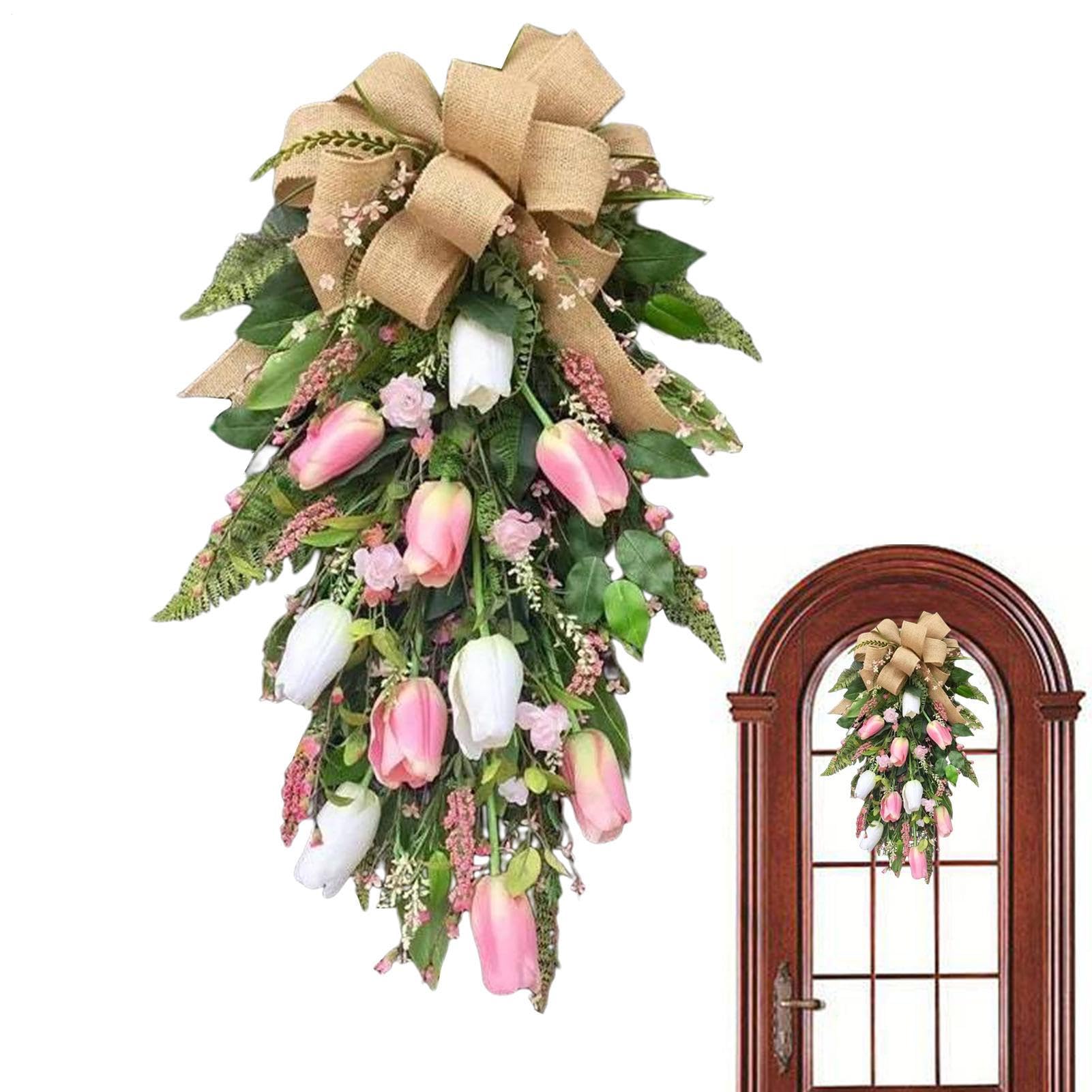 Ghirlanda A Decorazione per Portico 55 Cm | Ghirlanda Primaverile Per Casa Porta d'Ingresso Portico Parete Finestra Festival Matrimonio Primavera Autunno Inverno