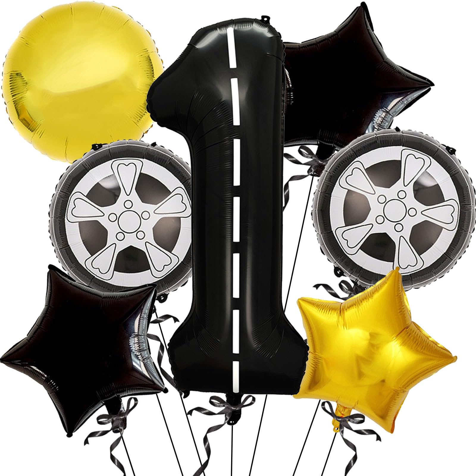 Race Car Balloons 1th Birthday Decorations for Boy, 40 Inch Racetrack Black 1 Balloon, Race Car Balloon for Race Car Birthday Party Decorations and