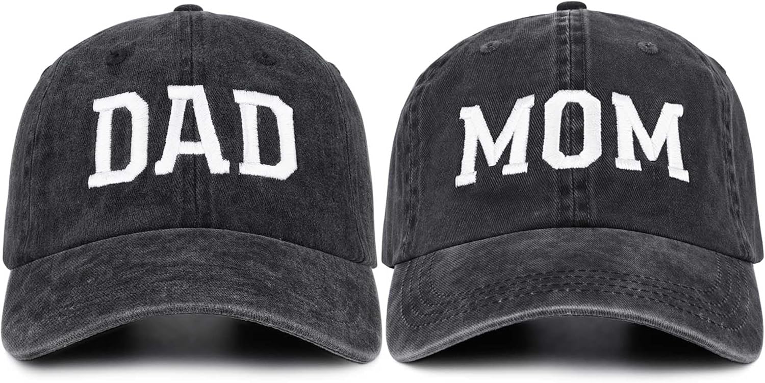 Mom and Dad Hats New Parents Gifts for Couples, Embroidered Adjustable Baseball Caps Gift for New Mom Dad