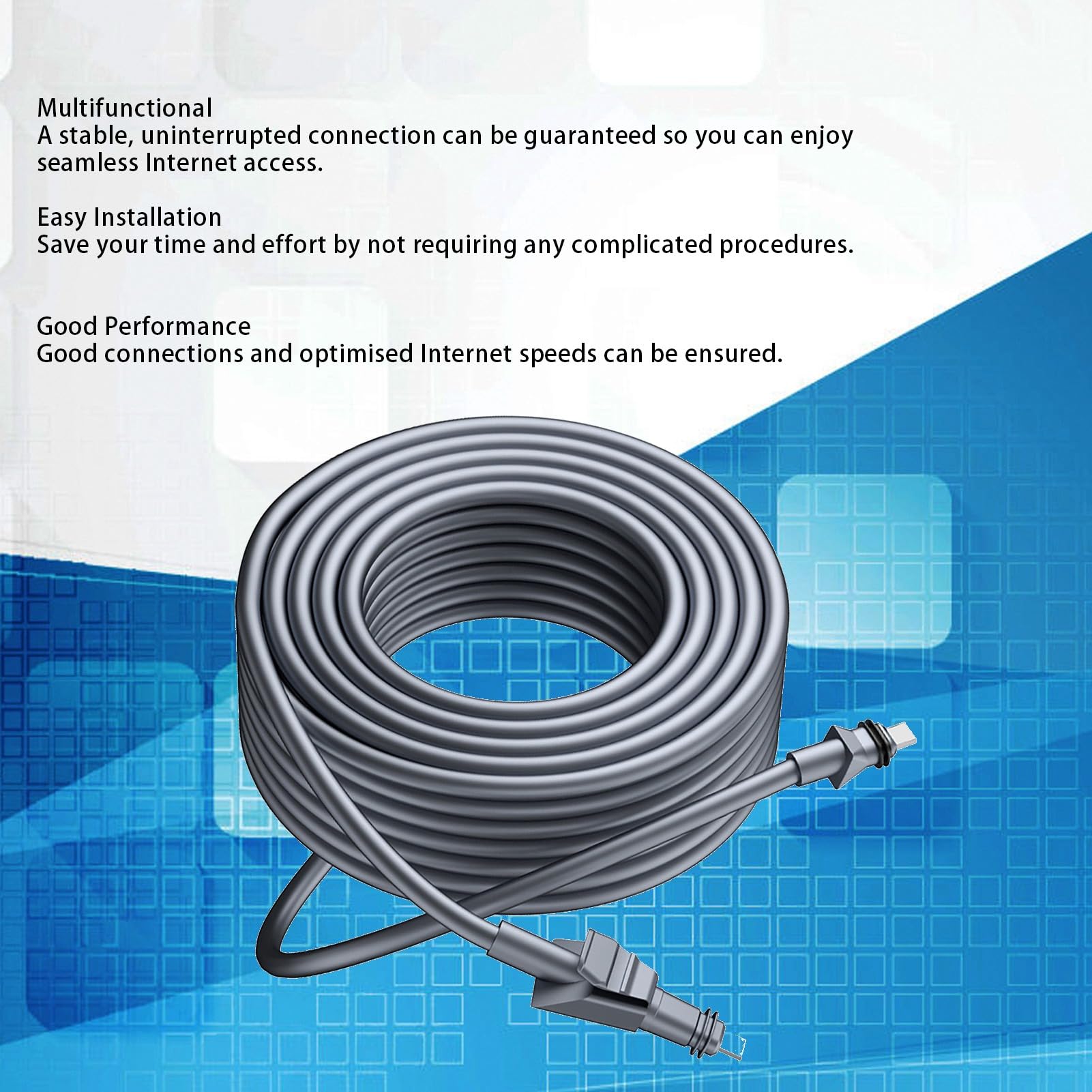 Generic Zamienny Kabel Satelitarny Przedłużony, Płaski Kabel Ethernet o Długości 100 Stóp do urządzeń Domowych i Biurowych