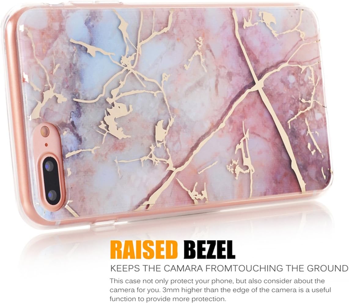 SPEVERT iPhone 7 Plus Case,iPhone 8 Plus Case,Marble Pattern Hybrid Hard Back Soft TPU Raised Edge Ultra-Thin Shock Absorption Protective Case for iPhone 7 Plus/iPhone 8 Plus - Colorful
