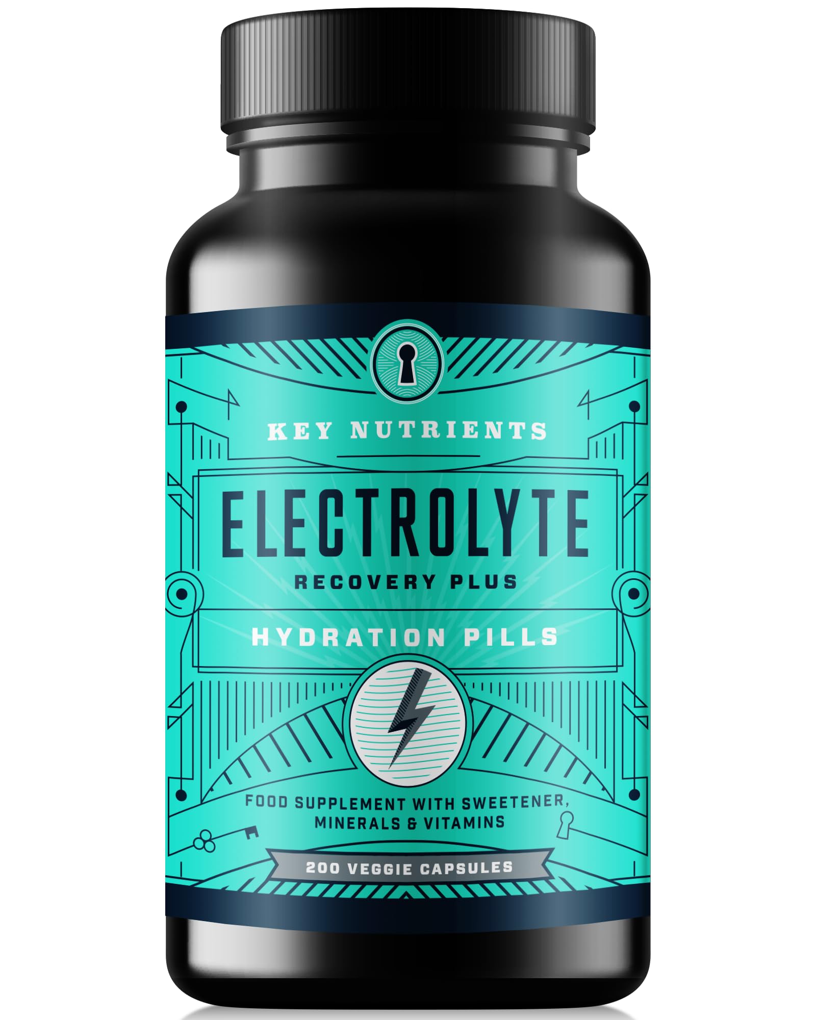 KEY NUTRIENTS Electrolyte Tablets, 200 Capsules, Salt for Dehydration, Fasting Electrolytes- Salt Pills with Electrolytes, No Sugar, Gluten Free Hydration Tablets Made in USA