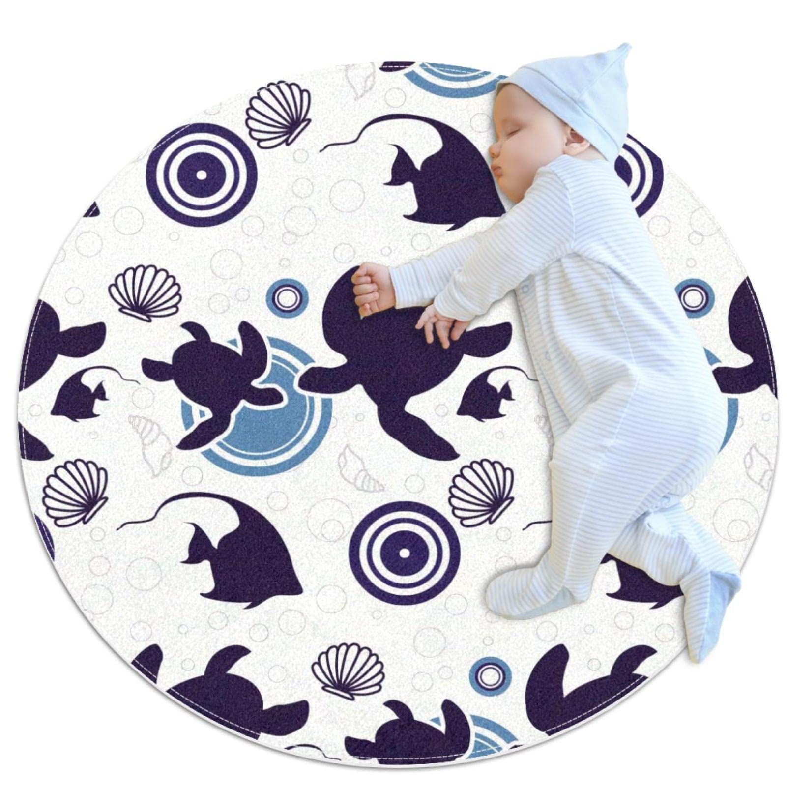 Tapis silhouette de tortue JDEZ isolant et doux contre le sol froid 80cm