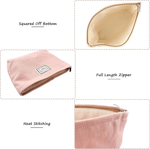 Miniatura 4 de Yovell Bolsa de maquillaje estética grande, bolsas de cosméticos florales para mujeres y niñas, organizador de maquillaje de lona con cremallera,