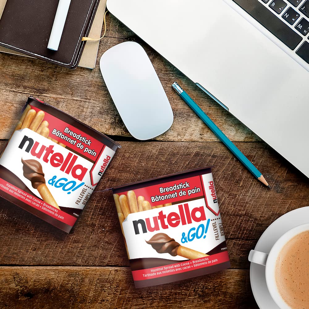 Nutella and Go Snackpacks, Schokoladen-Haselnussaufstrich mit Brotstäbchen, perfekte Bulk-Snacks für Kinder, 52 g, 12 Stück