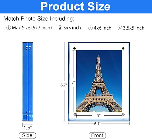 Miniatura 2 de MFoffice Portarretratos de 5 x 7 pulgadas, impresionante marco de fotos acrílico de color, uso como marco de fotos de 5 x 7, 5 x 5, 4 x 6 pulgadas y