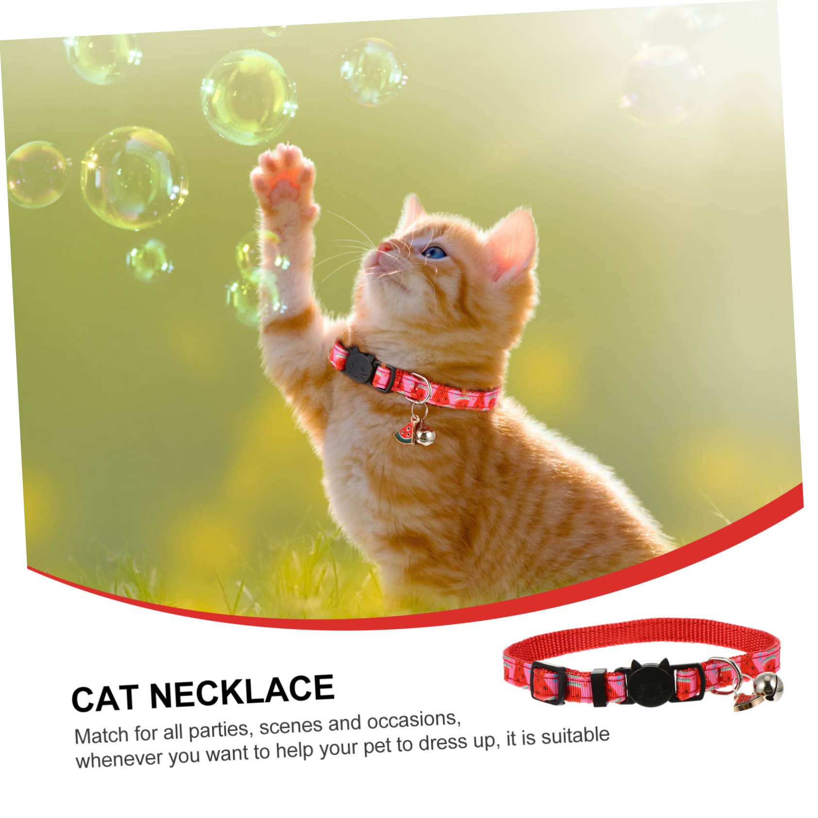 INOOMP 12pièces Collier pour Chat Réglable avec Cloche Et Accessoires Fruits Avocat Ananas Pastèque Cerise Colliers Sécurisés pour Animaux De Compagnie