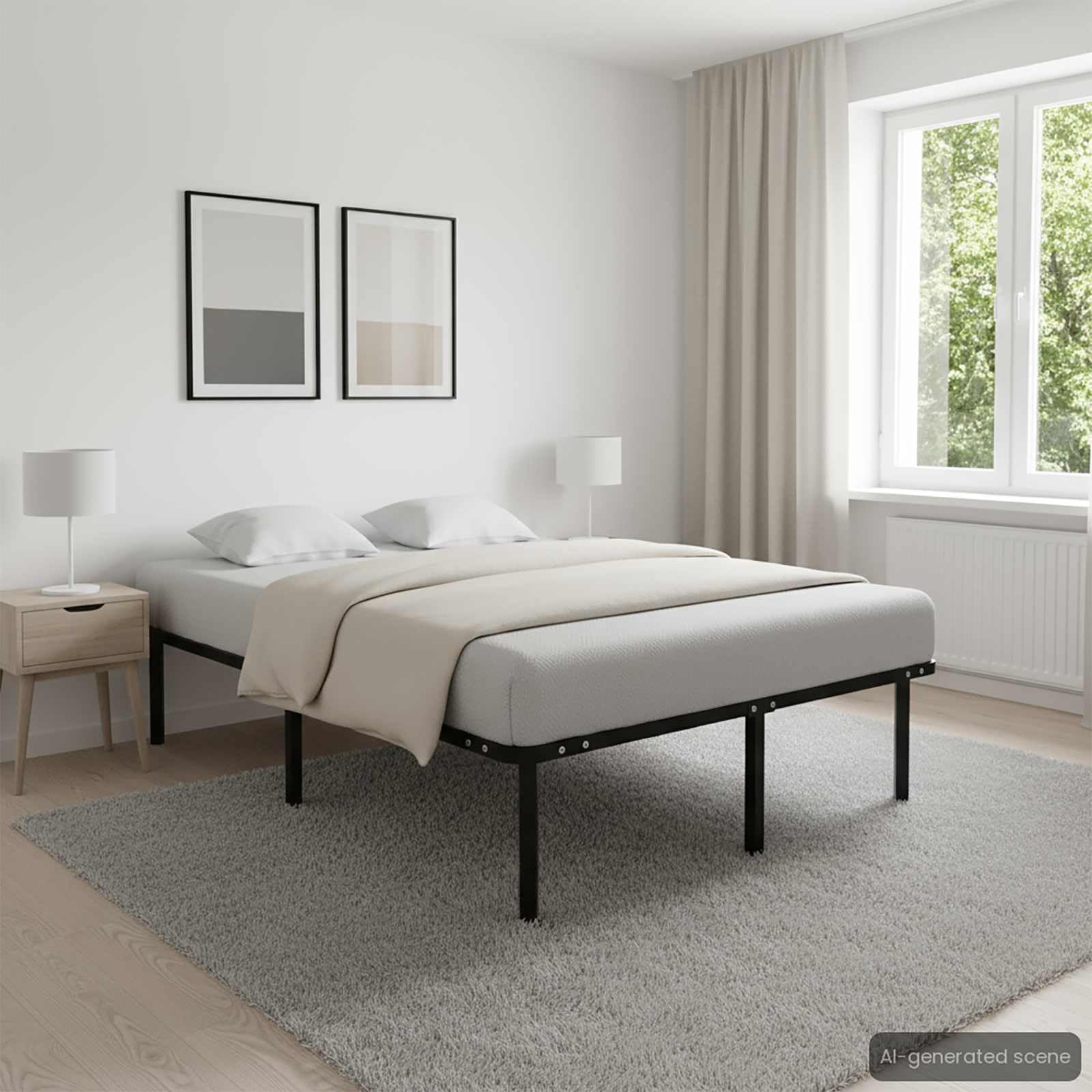 vidaXL Bettgestell Metallbett Bett Schlafzimmerbett Doppelbett Schlafzimmermöbel Ehebett Bettrahmen Lattenrost Schwarz Metall 120x200cm