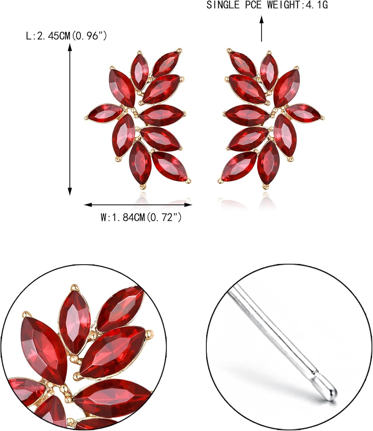 EVER FAITH Marquise Bridal Wedding Earrings for Brides Bridesmaids, Rhinestone Crystal Cluster Stud Earring for Women Prom Formal Party Jewelry Accessory - Image 5