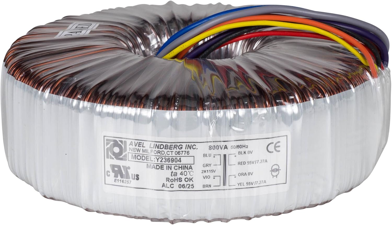 Avel Y236904 800VA 55V+55V Toroidal Transformer