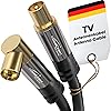 KabelDirekt - 4K TV Aerial Cable, Coaxial Cable, 90^0 Angled/Straight - 1m - Digital/Analogue - Available in 0.5-20m (Straight Plug/Angled Socket, DVB-C/DVB-T/DVB-S, black)