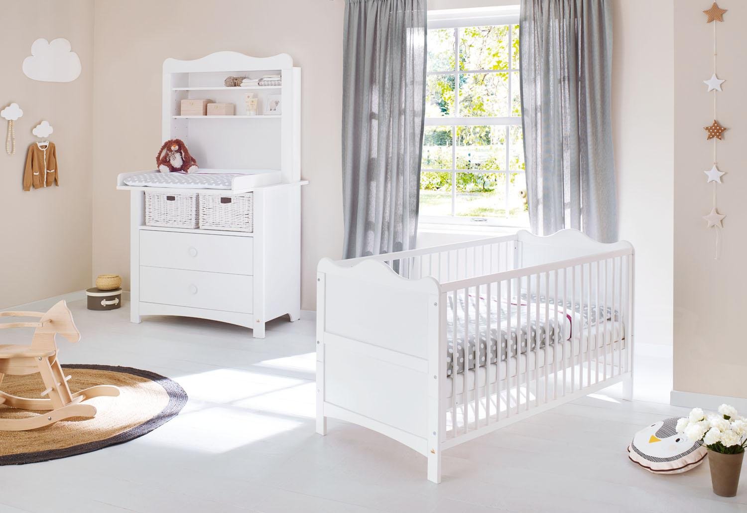 Pinolino Chambre de bébé Florentina Ensemble table à langer et lit bébé Blanc