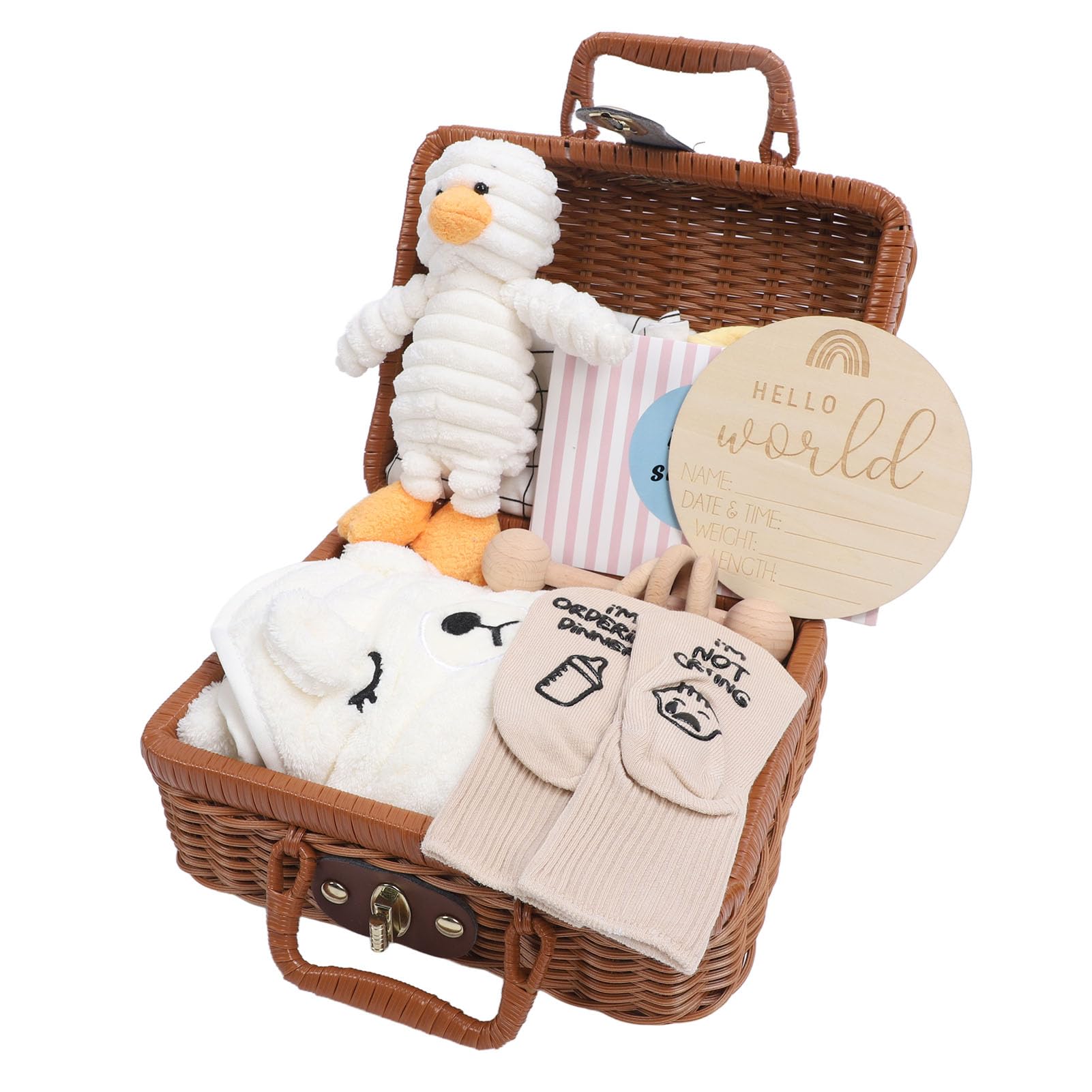 RiToEasysports Baby-Geschenkset für Neugeborene Mädchen, 23-teiliges Layette-Set mit Lätzchen Decke Socken Rassel Spielzeug (WHITE)