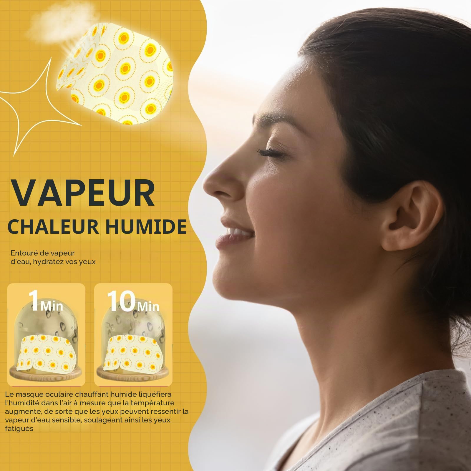 16 paquets de masque pour les yeux à la vapeur pour les yeux secs fatigue de sommeil cernes gonflés auto-chauffant compresse chaude masque pour les yeux jetable (camomille)