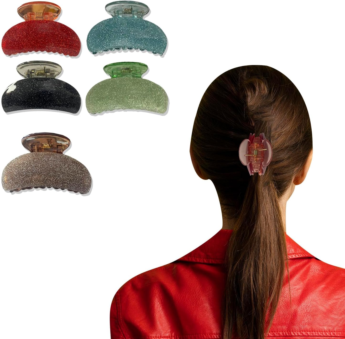 TEMPERIA (5 pcs) Hair Clips for Women & Girls - Clutcher Clutches Claw Clip Accessories - Ramdom Colours - Stylish, Fashional (DN01)