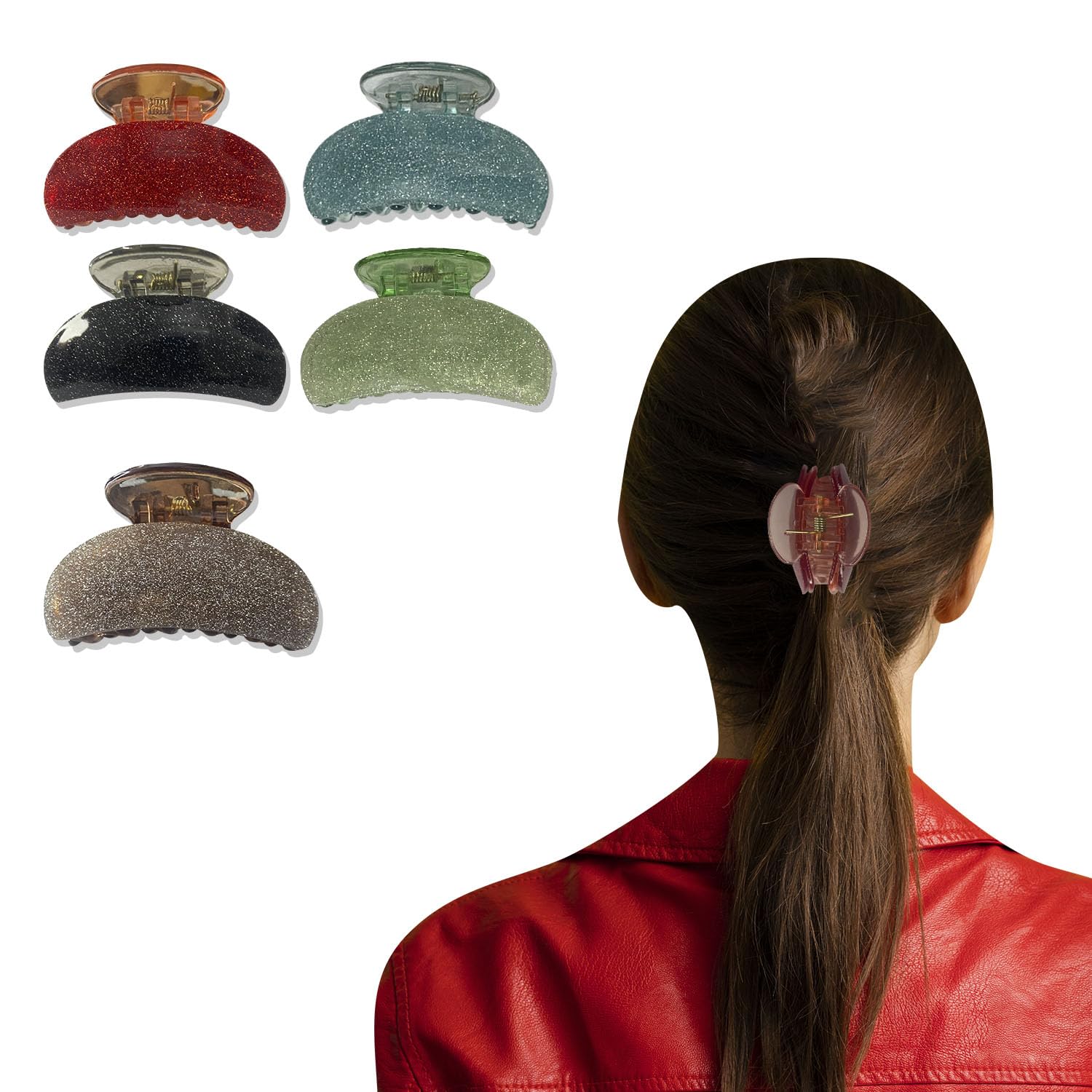 TEMPERIA (5 pcs) Hair Clips for Women & Girls - Clutcher Clutches Claw Clip Accessories - Ramdom Colours - Stylish, Fashional (DN01)
