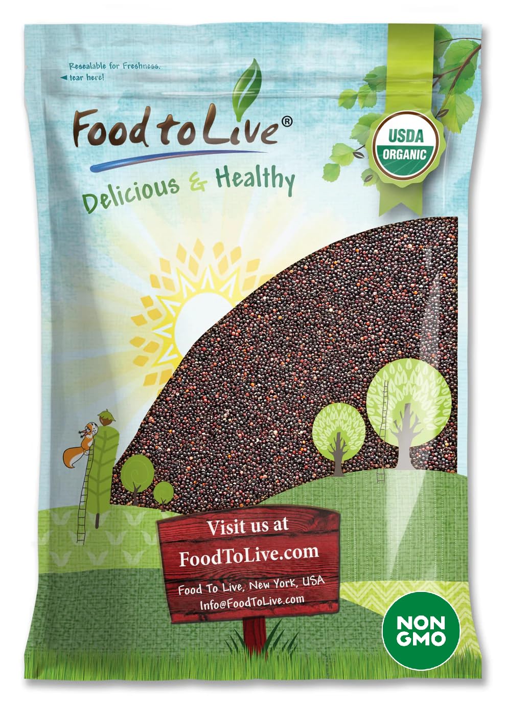 Food to Live Organic Black Quinoa, 5 Pounds – Non-GMO, Whole Grain, Sproutable, Kosher, Vegan, Bulk. Sirtfood. Easy to Cook.Perfect for Salads, Soups, Stews.