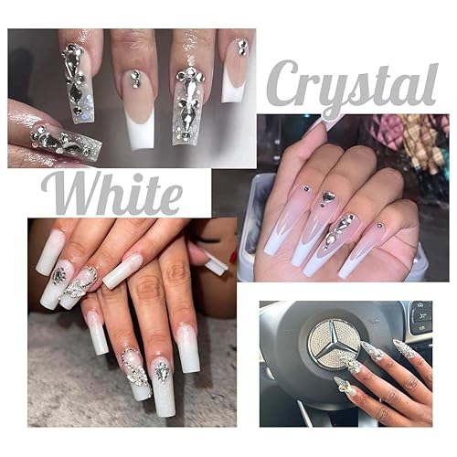 Miniatura 9 de 120 diamantes de imitación de uñas aguamarina azul lago, 12 formas, gemas grandes con parte trasera plana, piedras de cristal azul agua, arte de