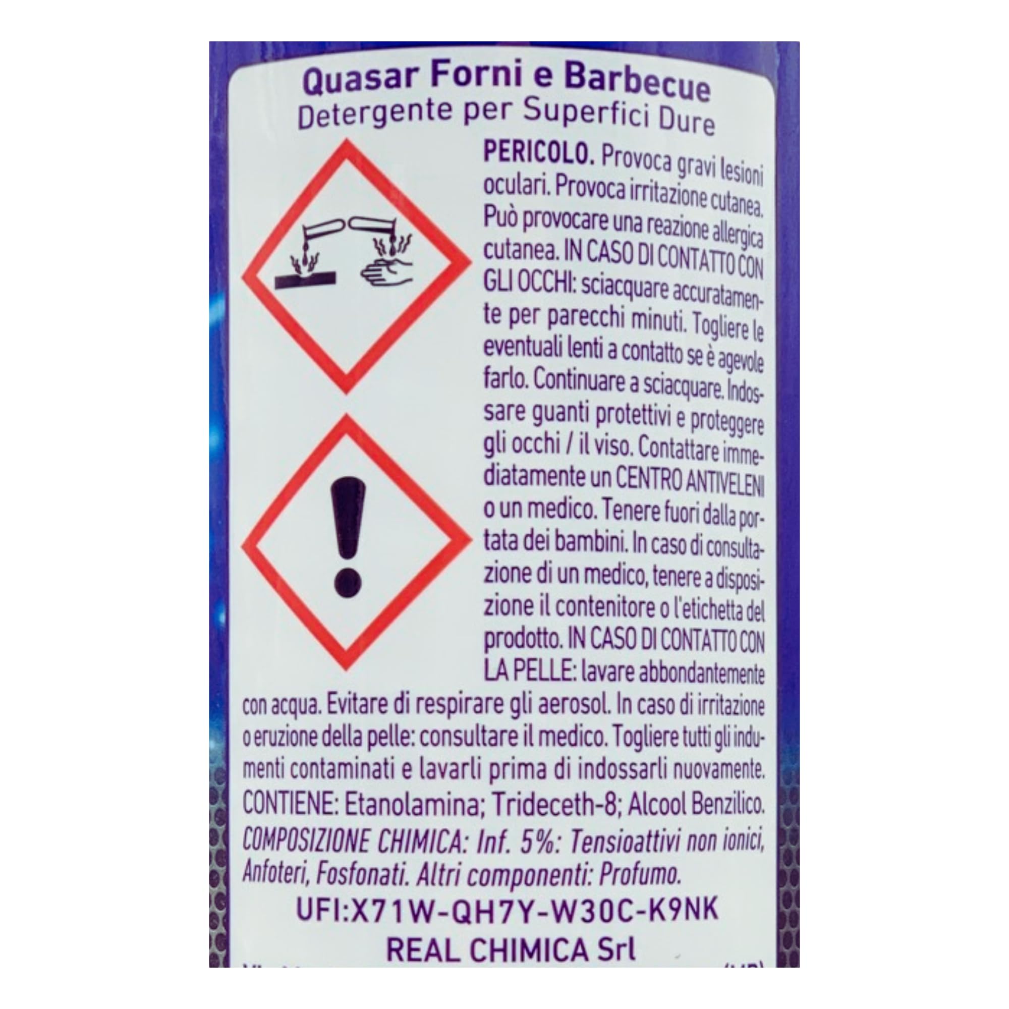 SET QUASAR: 2x Detergente Spray FORNI & BARBECUE, Sgrassante, Disincrostante e Antiodore 580ml + Panno In Lattice SOFT, Formato 30x30
