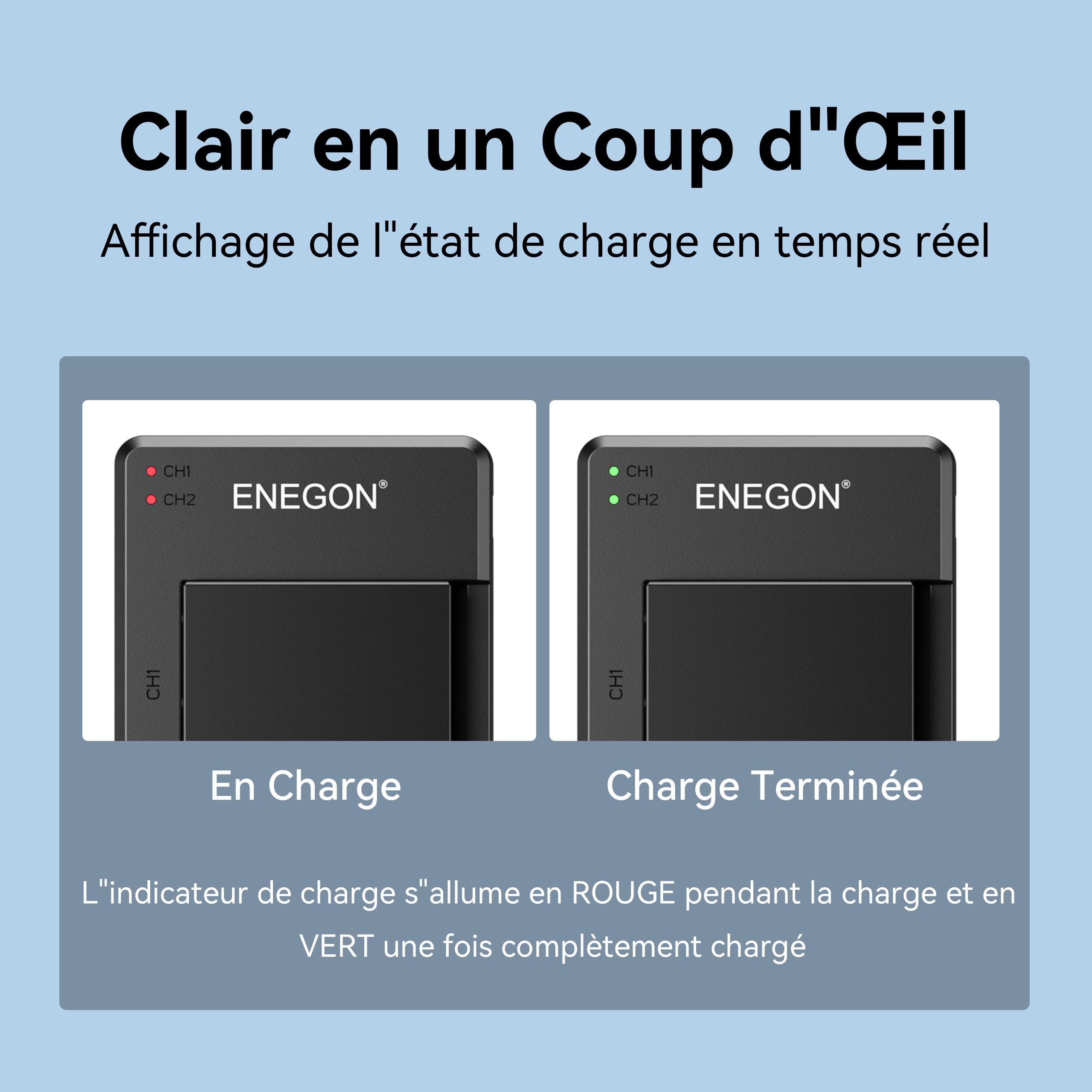 ENEGON Batteries NP-W126S/NP-W126 (2 unités) pour Fujifilm XT30III, XM5, X100V, X100VI, X-T1/T3/T100, X-A1, X-E1, X-E2, X-E3, X-M1, X-Pro1, HS30EXR, HS35EXR, HS50EXR, avec Chargeur USB Double