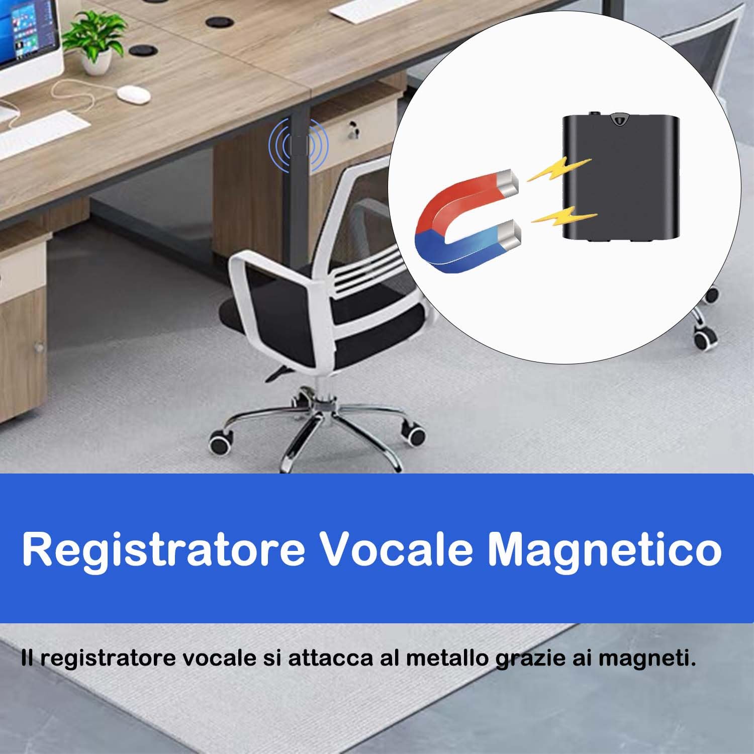 Registratore Vocale, 16GB Mini Registratore Vocale con Magnete Attivazione Vocale, Registratore Vocale Ricaricabile USB per Riunioni Interviste Lezioni