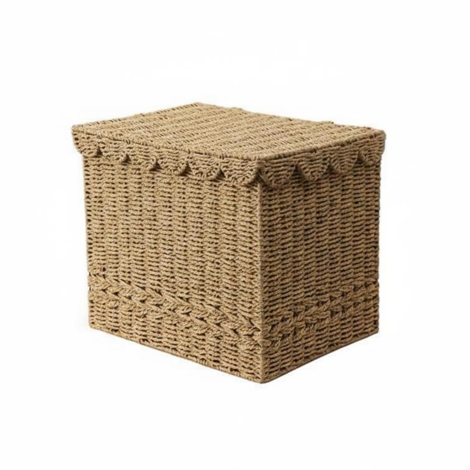 Panier tressé à linge en osier chic avec doublure pour chambre et placard