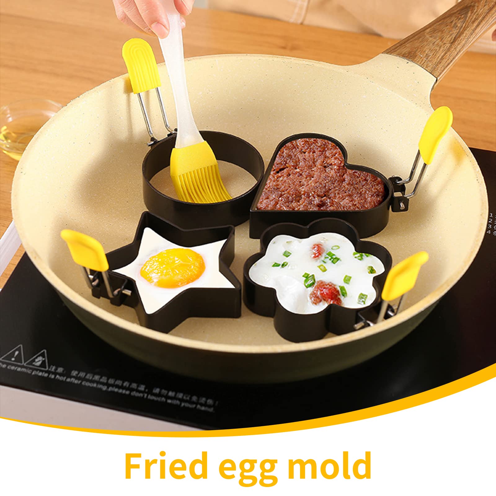 Stampini Per Uova A Forma Di Cuore, Stella, Fiore E Cerchio - Acciaio Inox, Antiaderenti, Per Colazione - Foto 8