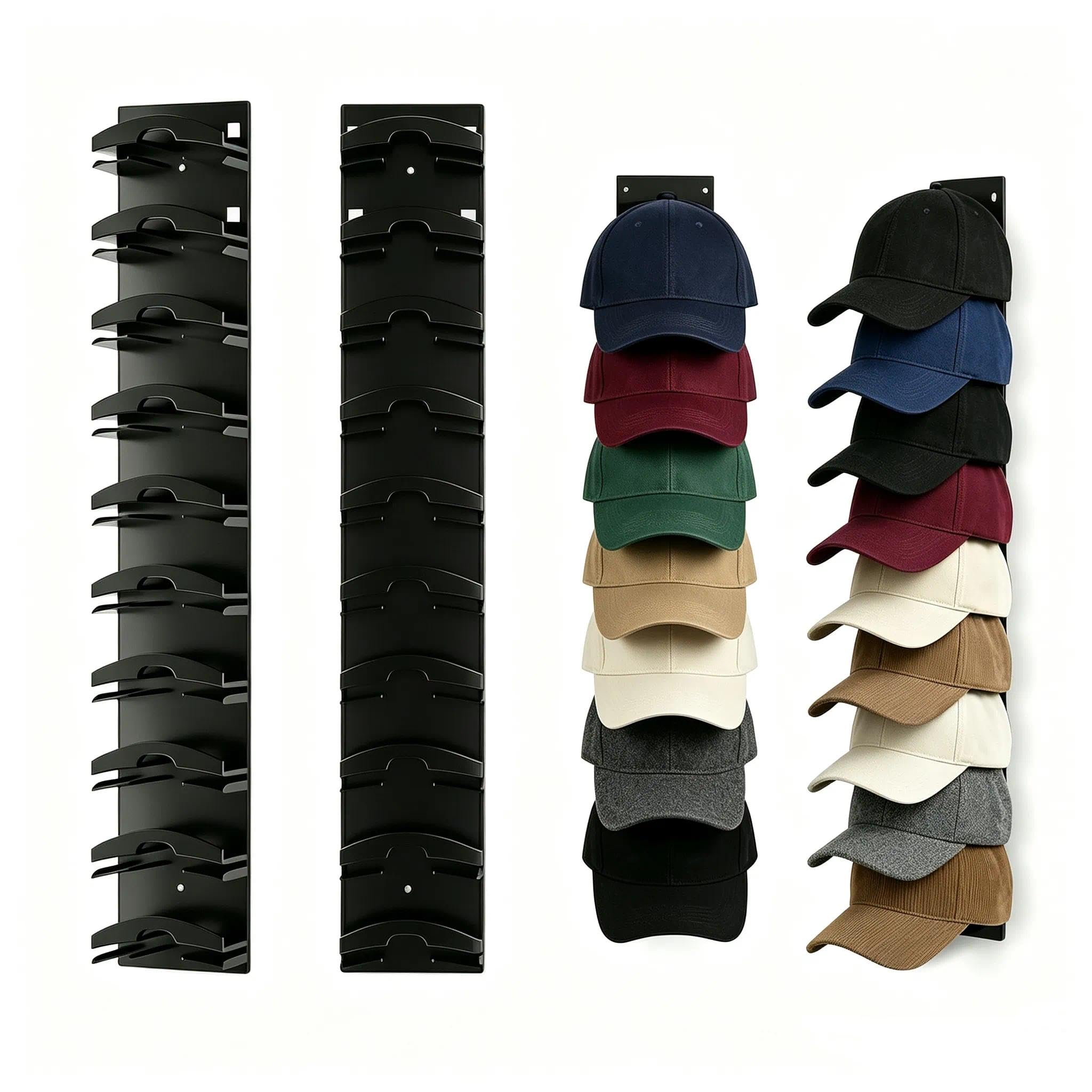 ZenChen 2pcs Hat Organizer For Baseball Caps, Wall Mounted Cap Storage Rack