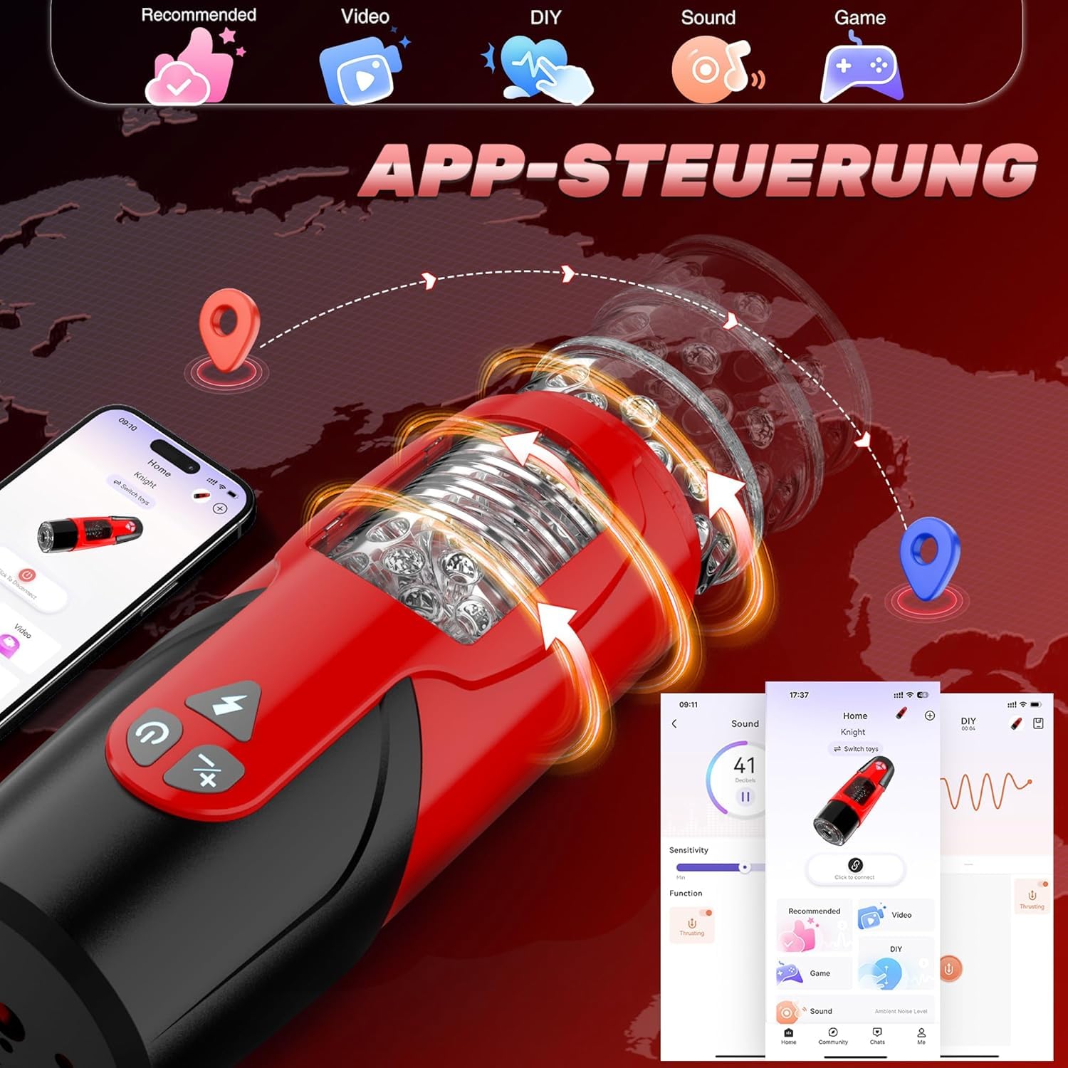 Masturbtore per Uomini Mano Libera Sex Toys, Masturbatore Uomo con 7 Modalità di Funzione Telescopica e Rotante, Sex Toysper Per Uomini
