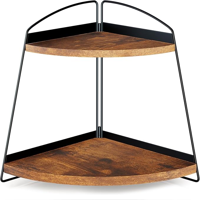 Puricon Rangement de Maquillage à 2 Couches, Porte-Parfum d’Angle, Organisateur de Parfum et Maquillage pour Coiffeuse et Salle de Bain, Rangement pour Produits Cosmétiques et Beauté -Marron