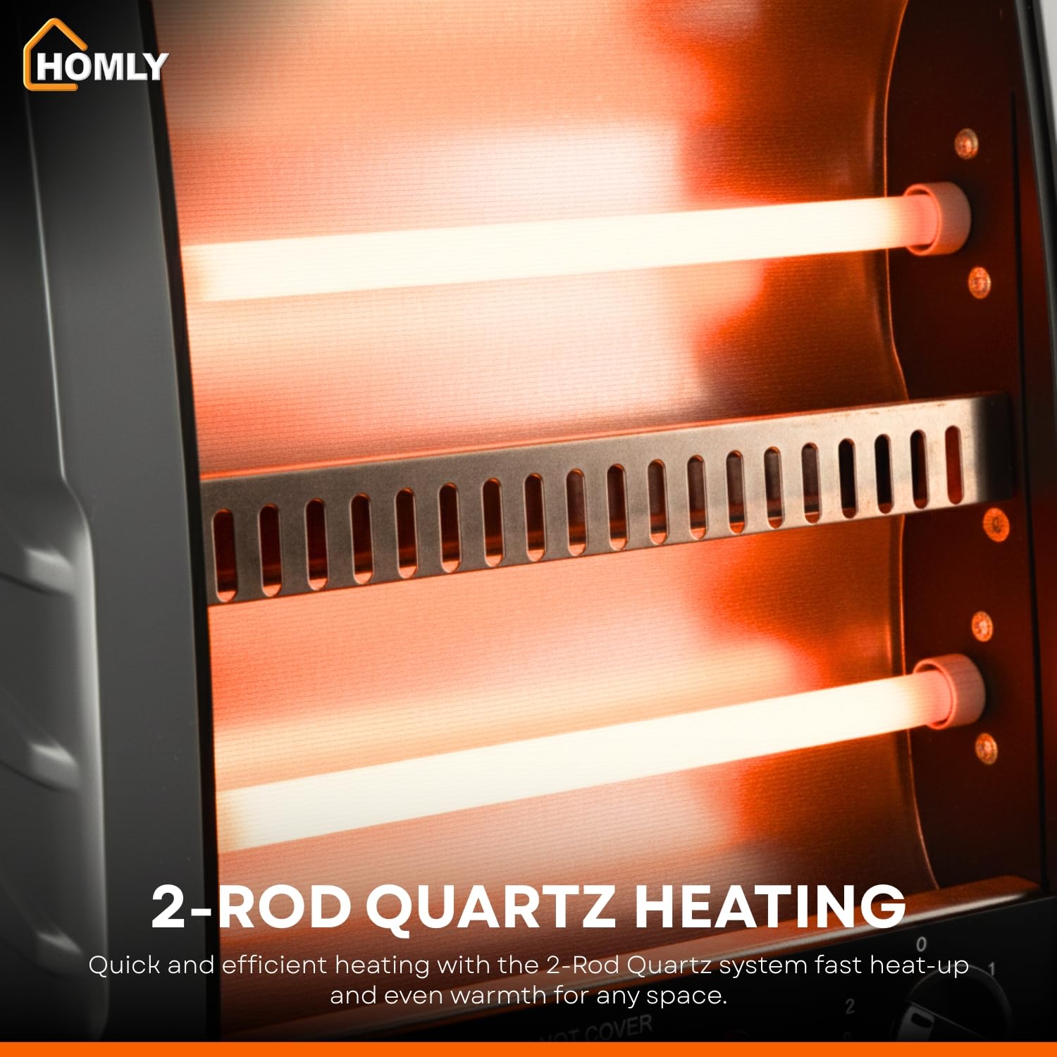 Homly Ritz 800 Watts Quartz Room Heater with Dual Heating Tubes | Dual Heating Settings For 400W & 800 W | Tip-over Protection|Cool Touch Shockproof Body with High Thermal Protection - Grey