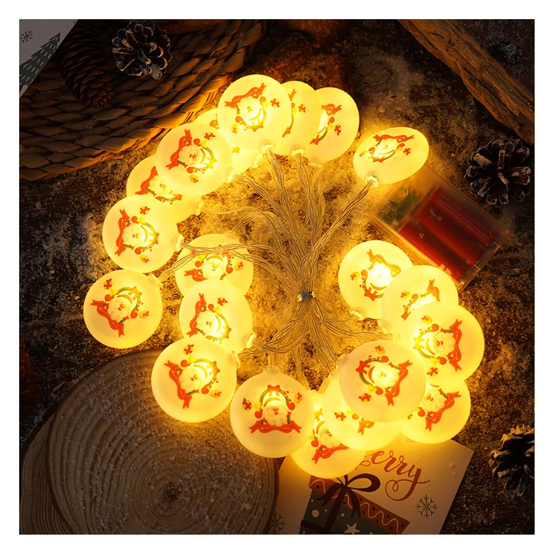 Luci Giardino Rotonde Decorazioni Natalizie, luci a LED Bianche Calde, luci notturne Creative, luci fatate a Tema Festivo Feste, Matrimoni, Decorazioni Alberi Natale