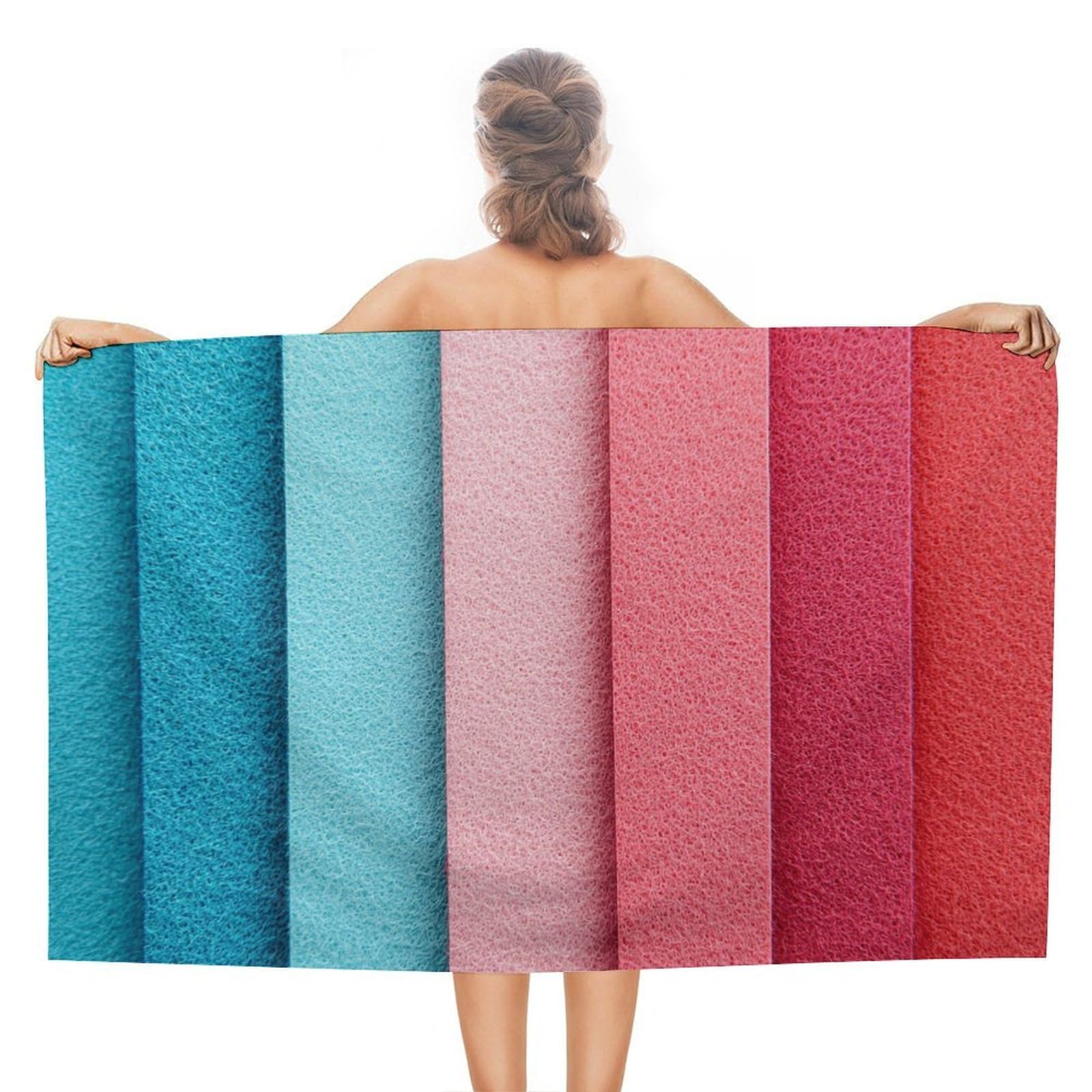 LSRCPD Blue Red Gradient Blending Soft Pastel Beach Towel Sand Free Microfiber Large Shower Towels Multipurpose Absorbent for Bathroom Pool 130x80 CM