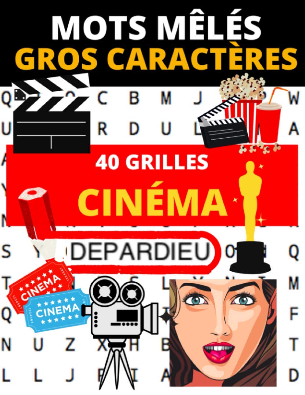 Mots mêlés gros caractères Cinéma: 40 grilles pour adultes sur le thème du cinéma | Retrouver films, acteurs, producteurs, etc. Cadeau idéal pour un fan de cinéma | 21,59 cm x 27,94 cm