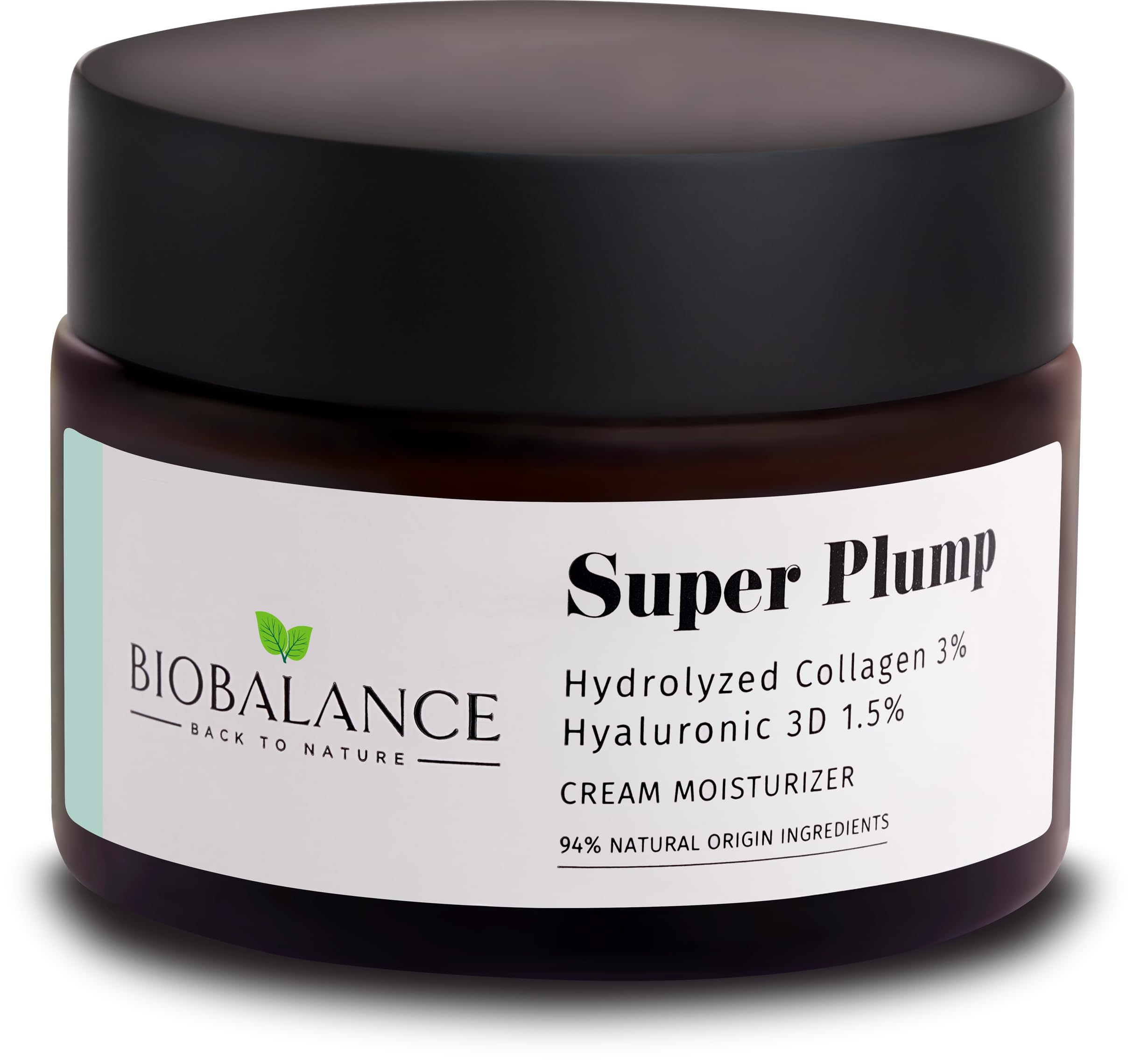 Bio Balance Super Plump Cream Moisturizer | Enriched with Hydrolyzed Collagen 3% and Hyaluronic 3D 1.5% | Skin Booster, Multi-depth Hydration | 94% Natural Origin | 50ml