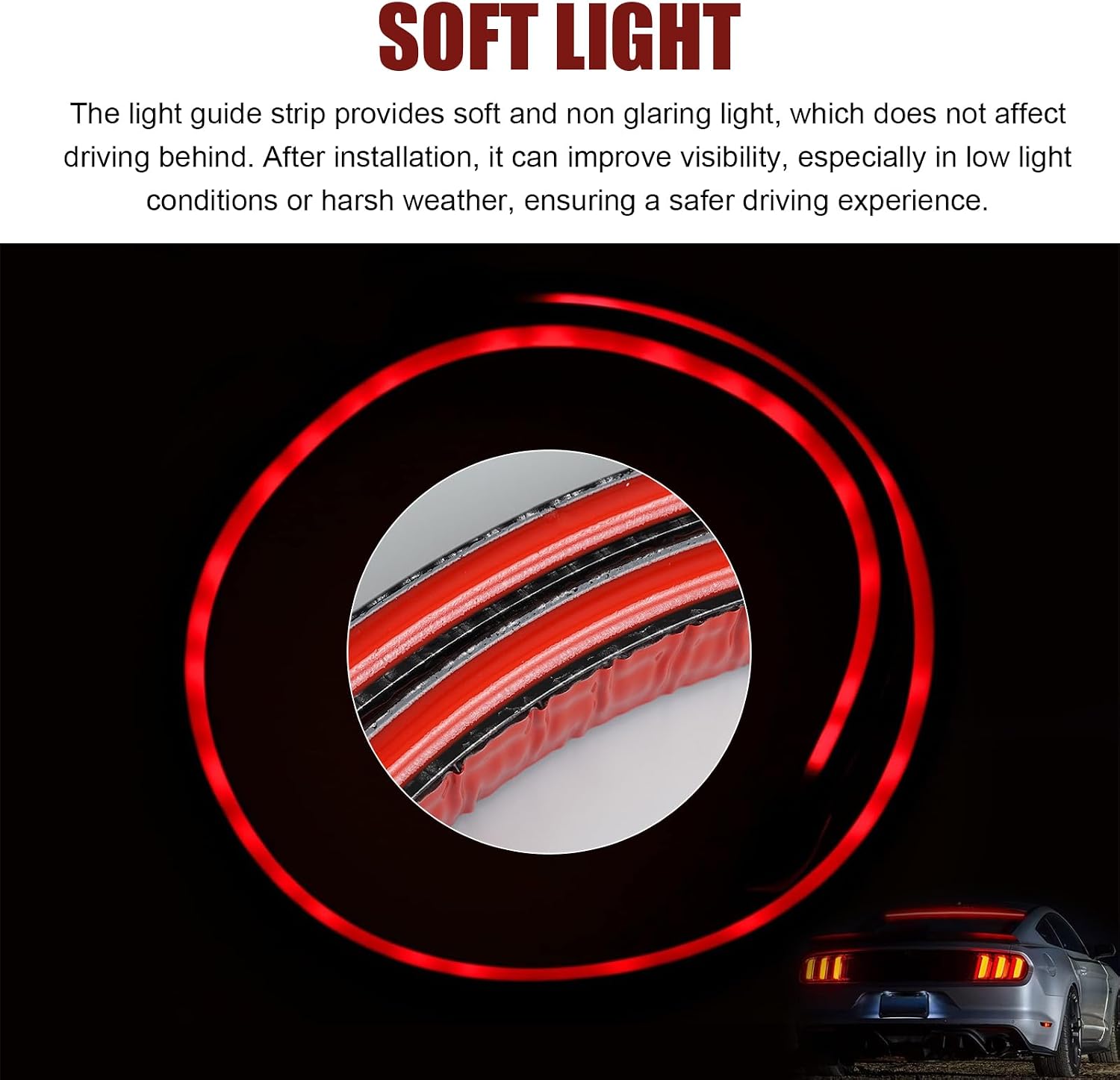 Car Trunk Spoiler Light Strip, 3.94 FT/1.2M Multi-Function Streamer High-Mount Brake Light, Universal LED Strip for Car Rear Spoiler Lip, Trunk, Roof Wing (Carbon Fiber)