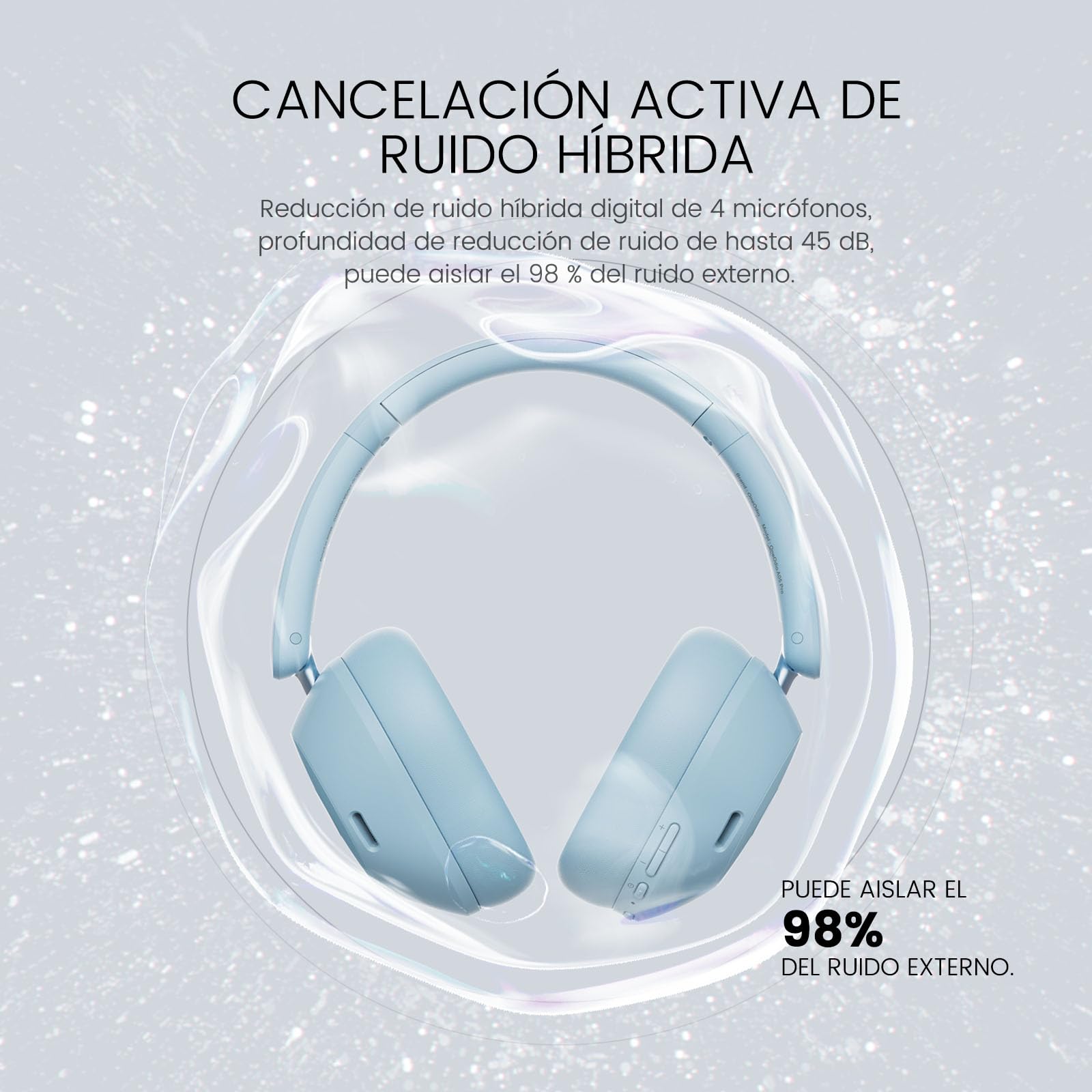 OneOdio Focus A5 Auriculares Inalámbricos Bluetooth 75H, Cancelación de Ruido Activa Híbrida, LDAC Hi-Res Wireless Audio, Bluetooth 5.4, Llamadas Claras, Carga Rápida para Viajes, Hogar y Oficina