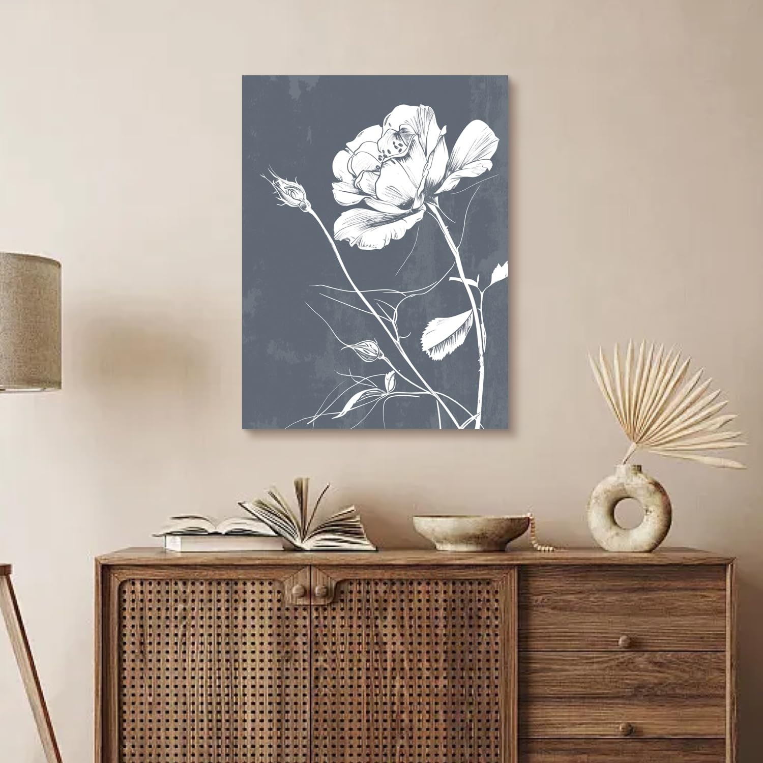 set di 3 stampe su tela per parete in stile moderno minimalista boho - stampe artistiche botaniche per da letto - arredamento per la casa, decorazione per e da letto - non