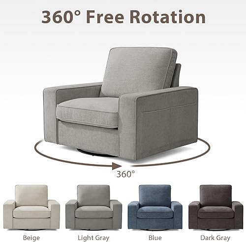 Miniatura 12 de TEKAMON Silla decorativa giratoria, sillón individual giratorio de gran tamaño, sillón moderno de tela de felpilla para sala de estar/oficina con