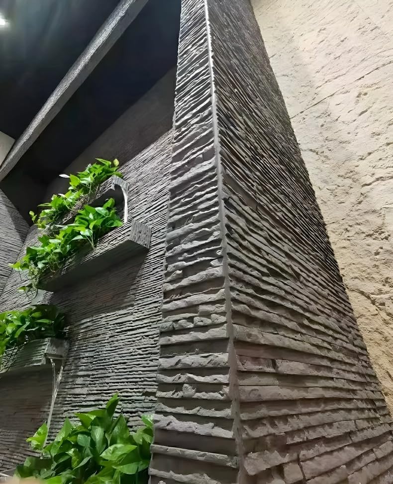 3D Faux Stone Wall Panels，Flexible Stone Waterproof and Anti-Seepage Lightweight Interior Exterior Tile for Home Art,Accent Walls,TV Background (Black, 1 Sample)