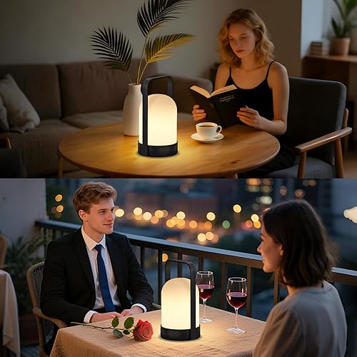Miniatura 5 de uuffoo Faroles recargables para exteriores, lámpara de mesa para exteriores con IP44 resistente al agua y control remoto, lámpara portátil