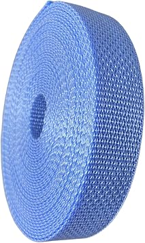 GGR Supplies 1 Inch Baby Blue x 10 Yards Polypropylene Webbing Strap, Heavy Duty UV and Water Resistant, Made in USA, for Pet Collars, Tote Handles, Tie Downs, Crafts and Outdoor Gear