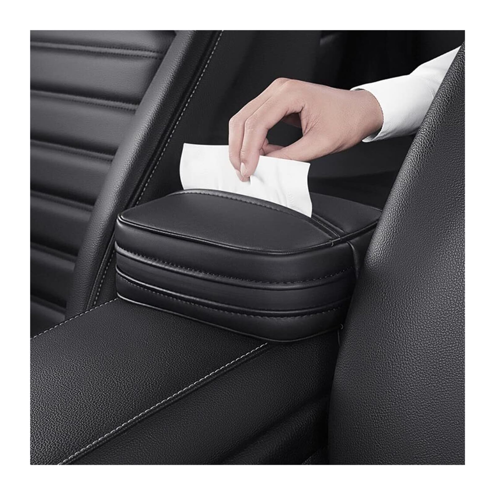 Portafazzoletti Dispenser rettangolare in pelle PVC for porta fazzoletti for auto Arredamento per la casa(Beige)