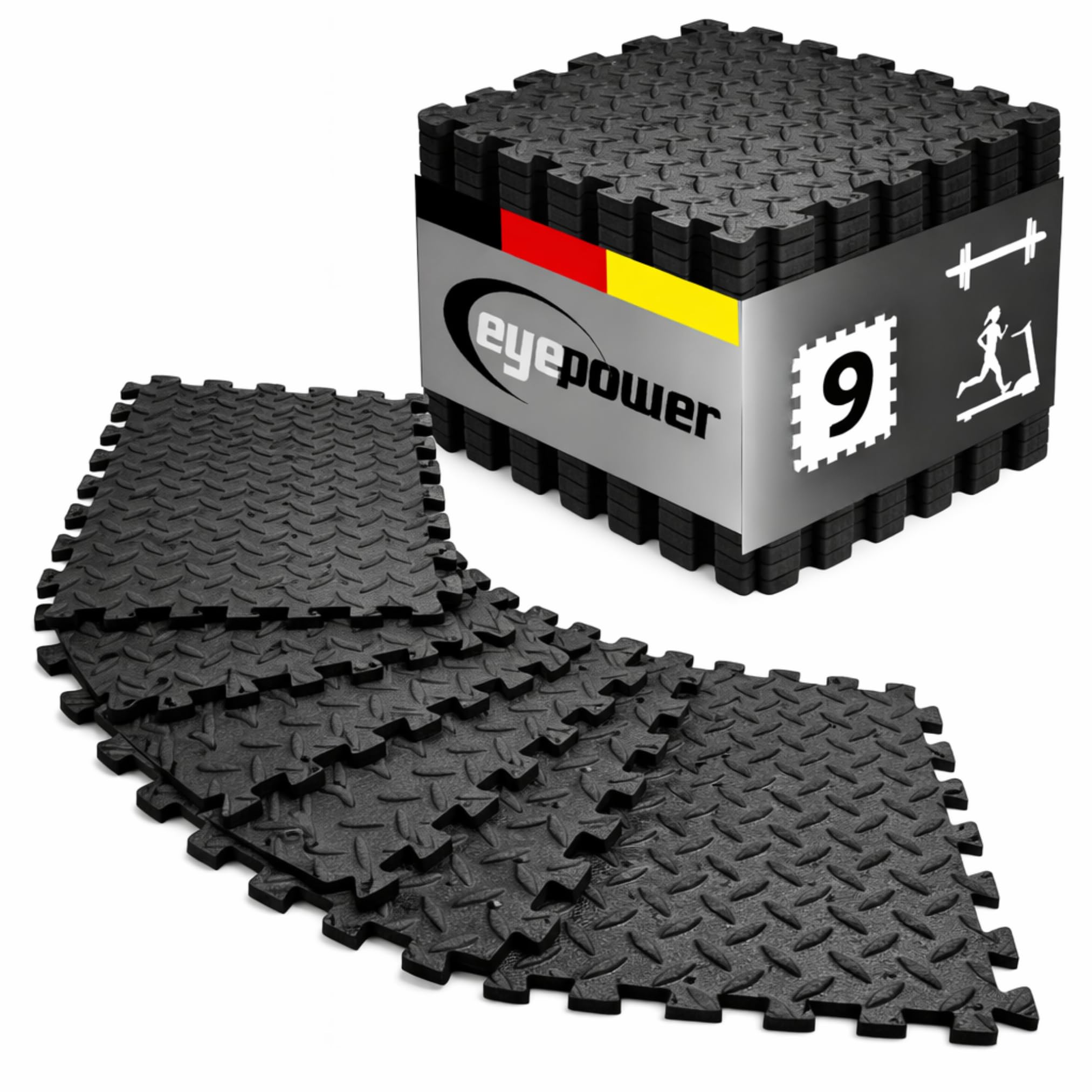 Tapis de Protection de Sol Puzzle en Mousse Yahoms - 18 pièces de 30x30cm - Noir - Sport
