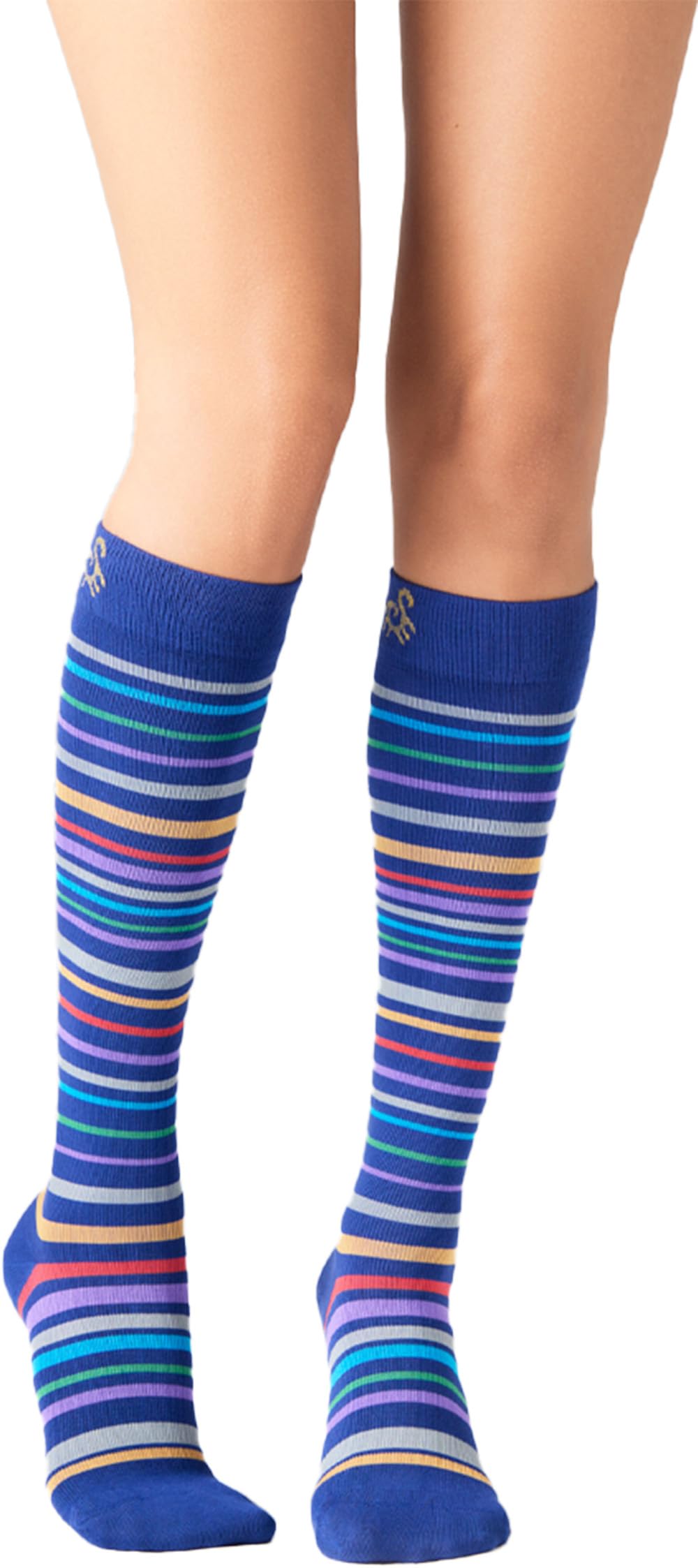 SOLIDEA Gambaletti STRIPE GAME ARIES, Colore BLU CINA, Calze a compressione graduata 15/21 mmHg Art. 0637A0