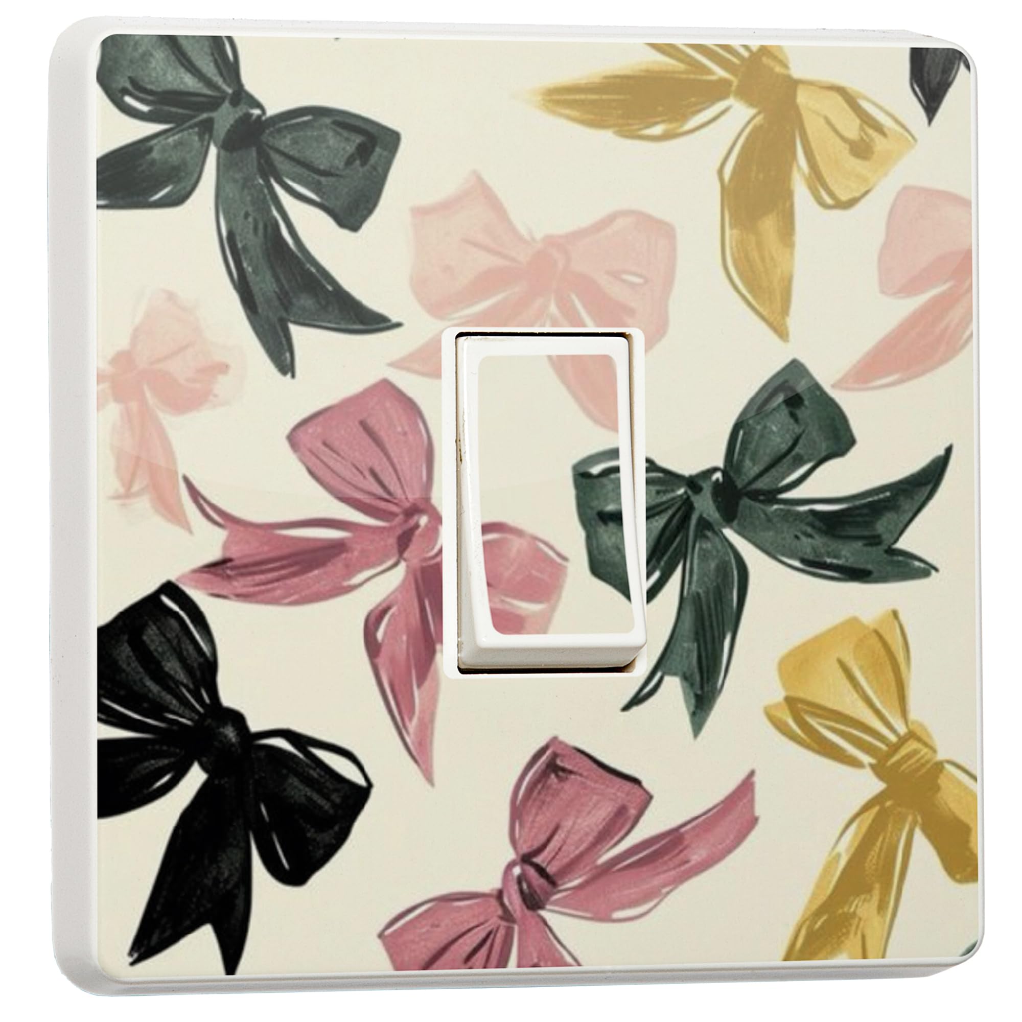 stika.co Set of 2 Multi-Colour Bow Light Switch Stickers - Fun & Vibrant Vinyl Covers for Single Switch Plates, Home Decor