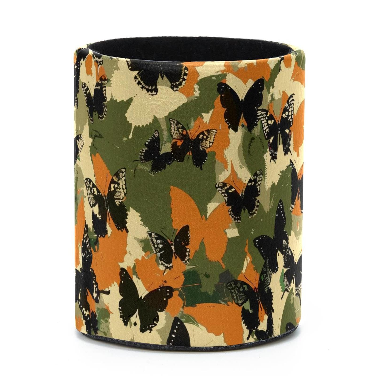 VAPOKF Round Pencil Holders for Desk, Camouflage Butterfly Pen Holders Pen Pot Makeup Brushes Storage Desktop Stationery Supplies Organiser for Home Office
