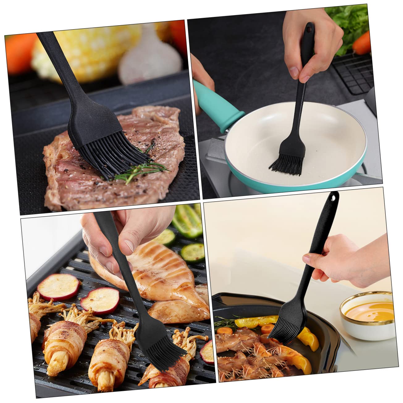 MUCKLILY 2pcs Silicone Oil Brush for Kitchen and Bbq Lightweight Silicone Cooking Brush for Indoor and Outdoor Grilling Essential Barbecue Tool