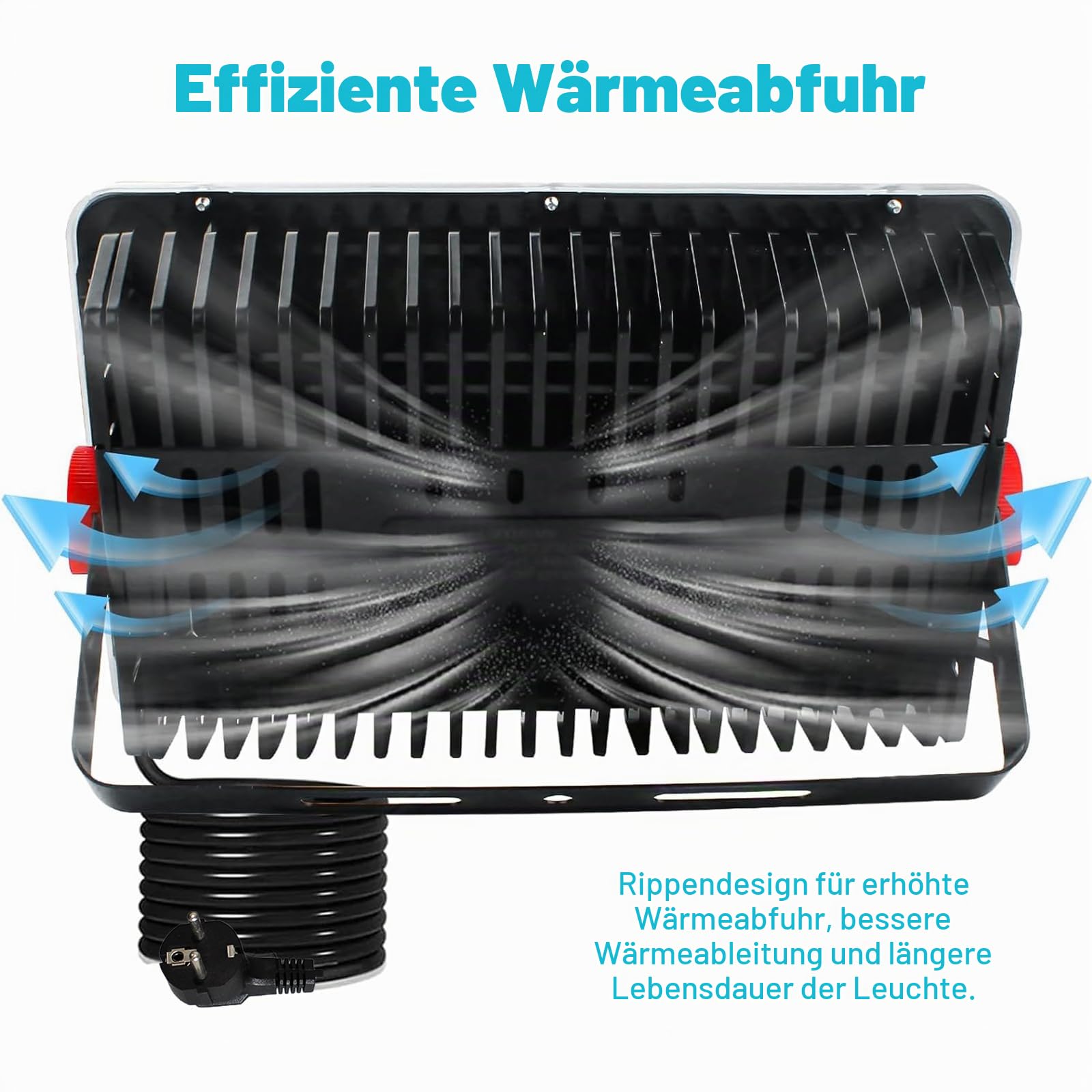 2 Stück LED Strahler Außen 200W, 20000LM LED Strahler mit Stecker | 6500K Kaltweiß Led Fluter Außen IP66 Wasserdicht LED Scheinwerfer Aussenstrahler für Lager Garten Garage Hof Werkstatt